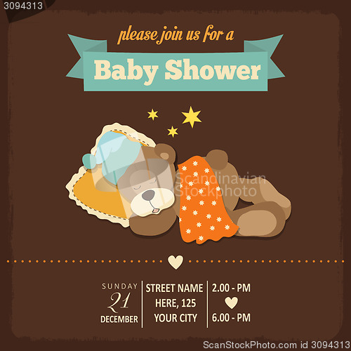 Image of baby shower invitation in retro style