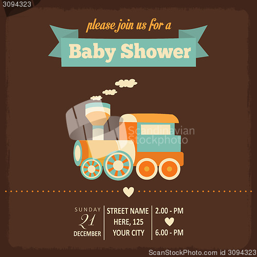 Image of baby shower invitation in retro style
