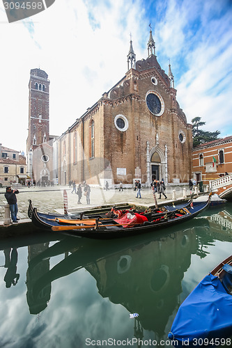 Image of View of water canal in front of Basilica dei Frari