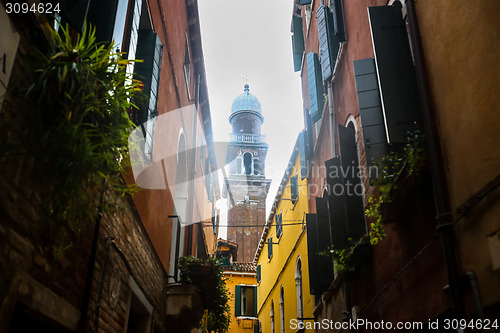 Image of Church tower in old part of city