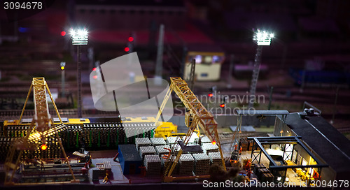 Image of night view of cargo railway station