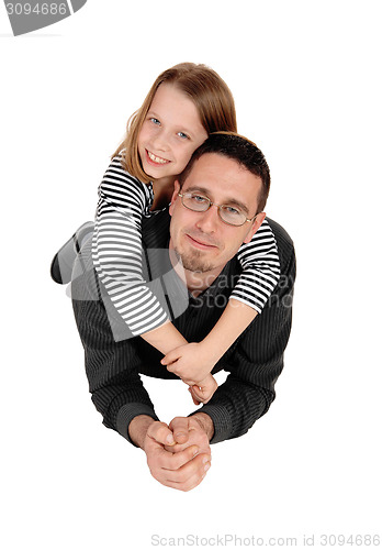 Image of Daughter piggyback on dad.