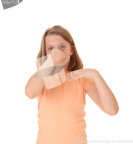Image of Girl holding her nose.
