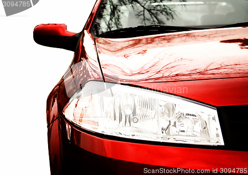 Image of Red Sport Car - Front side, half