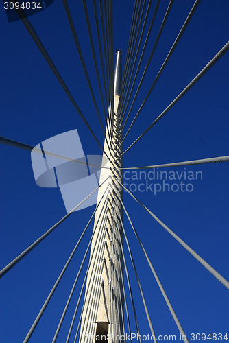 Image of Details of Ada bridge tower in Belgrade, Serbia