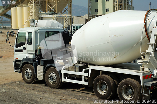 Image of The concrete mixer truck
