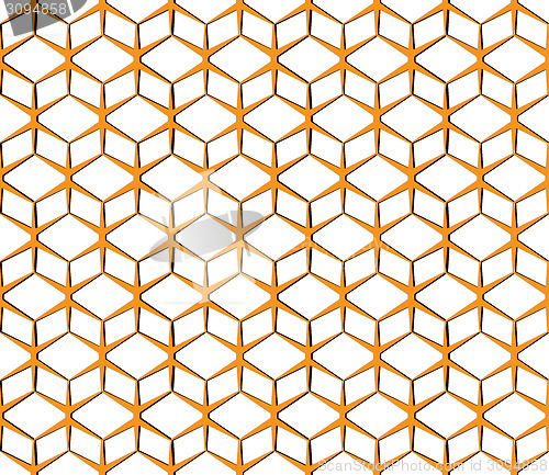 Image of Vector seamless abstract background. Orange volumetric grid