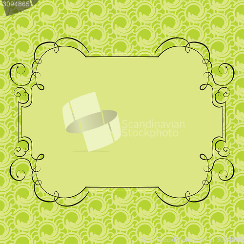 Image of Vector ornate frame on green retro background