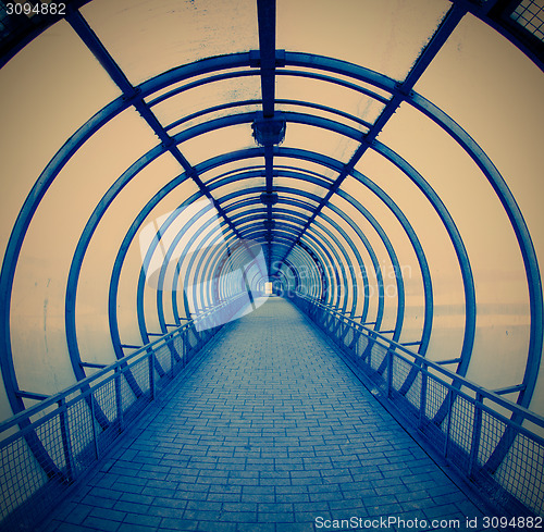 Image of blue covered bridge