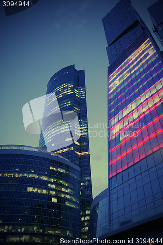 Image of evening skyscrapers