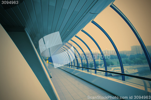 Image of futuristic glass corridor