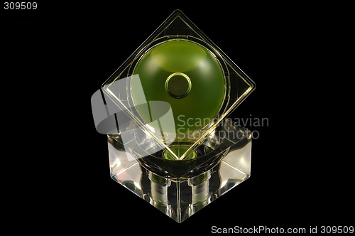 Image of Bottle of perfume over black background