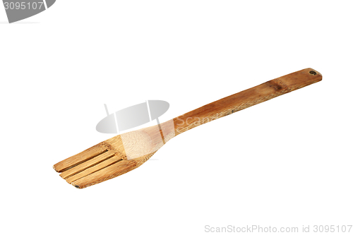 Image of bamboo wood fork over white