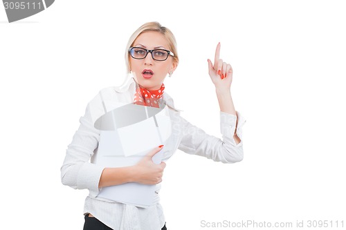 Image of Business Woman pointing