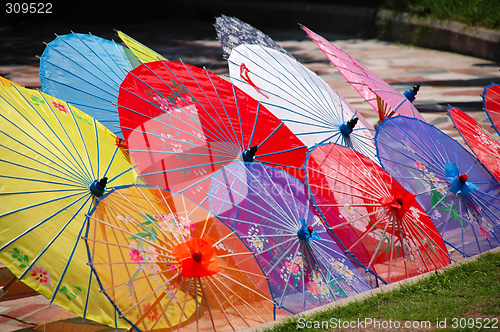 Image of Colorful Chinese unbrellas