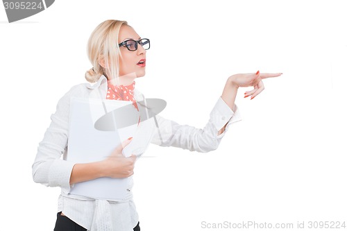 Image of Business Woman pointing