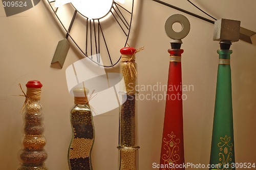 Image of Row of decorative bottles