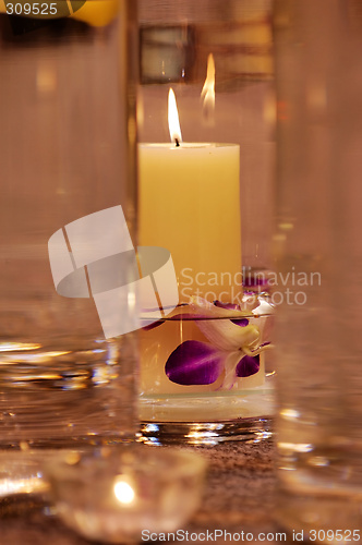 Image of Close up shot of spa candles