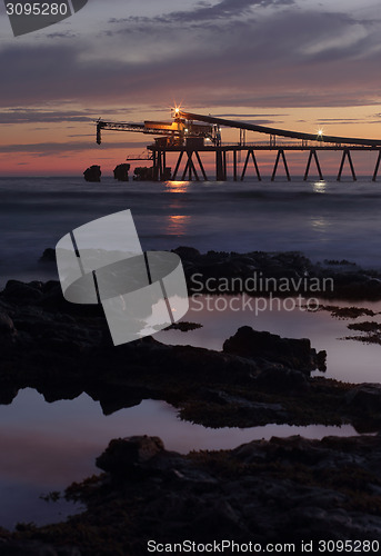 Image of Mining - Blue metal gravel loader at dawn Bass Point