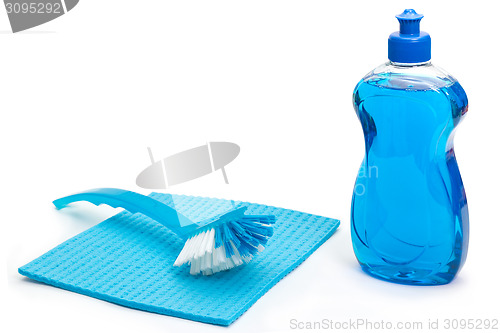 Image of Blue dishwashing utensils