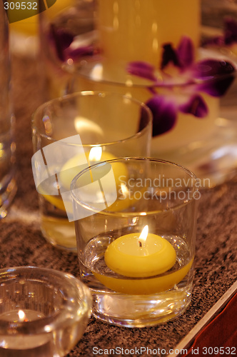 Image of Close up shot of spa candles