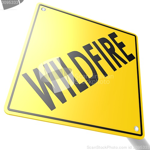 Image of Road sign with wildfire