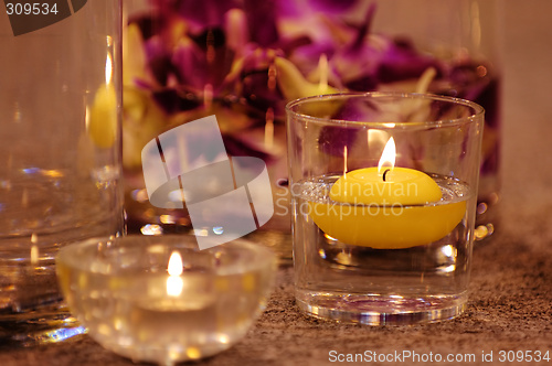 Image of Close up shot of spa candles