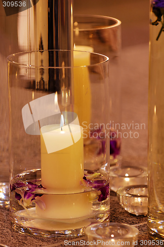 Image of Close up shot of spa candles