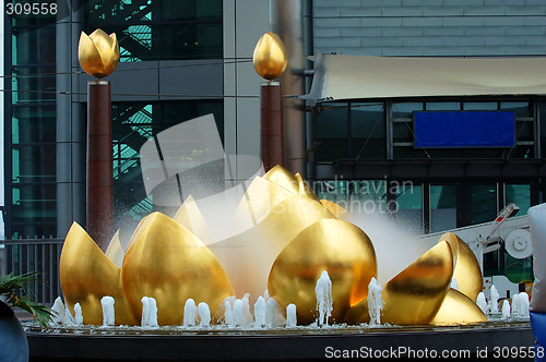 Image of Full bloom lotus flower statue