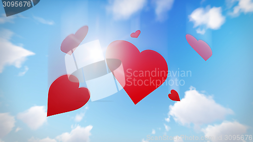 Image of Red heart greeting card. Romantic symbol of love. Saint Valentine's day.