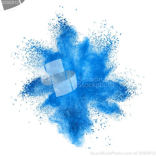 Image of Blue powder explosion isolated on white