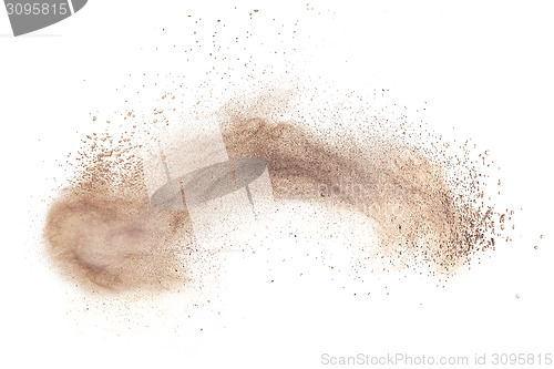 Image of powder foundation explosion isolated on white