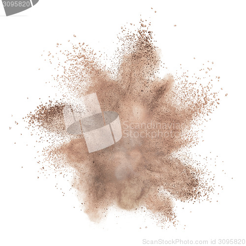 Image of powder foundation explosion isolated on white