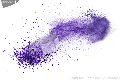 Image of Purple powder explosion isolated on white