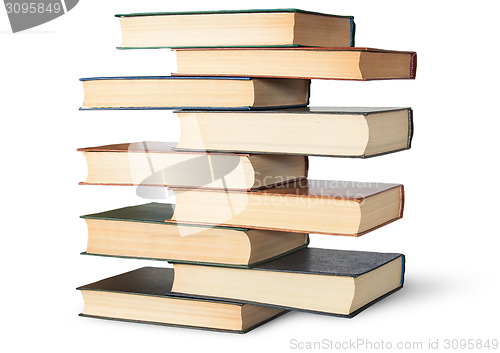 Image of Vertical stack in old books rotated
