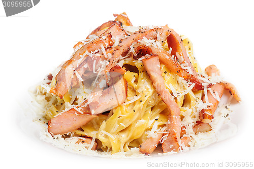 Image of Pasta Carbonara with bacon and cheese