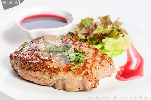 Image of Grilled steaks and vegetable salad