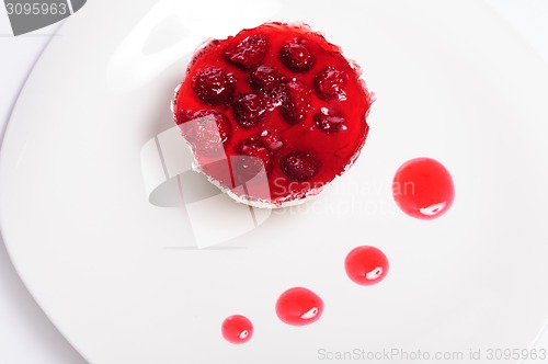 Image of Raspberry cheese cake and ice cream ball