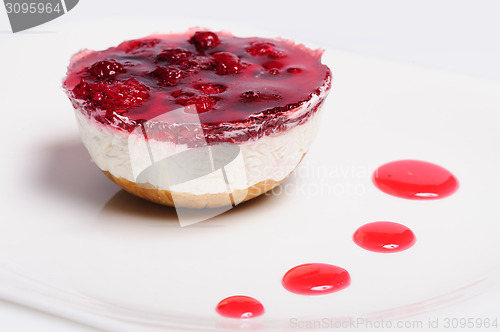 Image of Raspberry cheese cake and ice cream ball