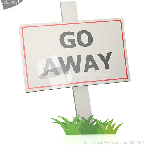 Image of White banner with go away