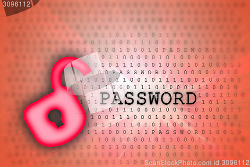 Image of Abstract background, binary code and lock icon