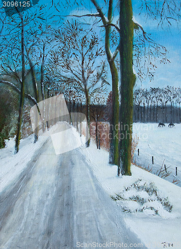Image of Oil painting of a winter landscape