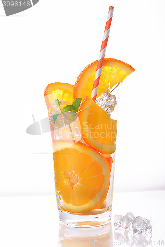 Image of orange slices and ice cubes