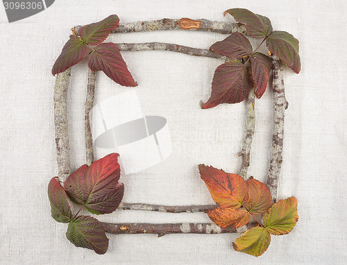 Image of Wooden frame with bramble leaves