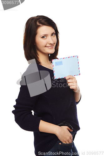 Image of Businesswoman showing blank envelope