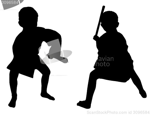 Image of Silhouettes of two little boys