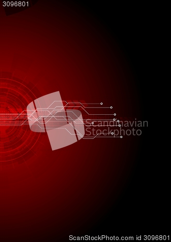 Image of Dark red hi-tech circuit board background