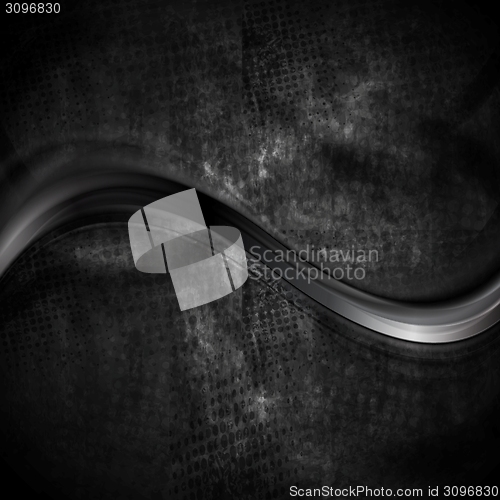 Image of Black smooth wave on dark grunge background