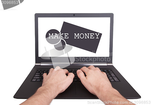 Image of Man working on laptop, make money