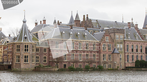 Image of Binnenhof Palace in The Hague (Den Haag) along the Hofvijfer,  T